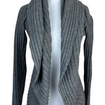 Garnet Hill Cardigan Sweater Small S/M Gray Open Front Ribbed Long Sleeve Knit Photo 0