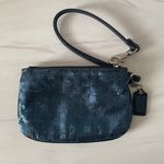Coach Op Art Sequin Wristlet Wallet Pouch- Blue Limited Edition- Small Photo 3