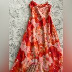 Lulus Pink Floral Swiss Dot Cowl Neck Midi Dress Size Small Photo 11