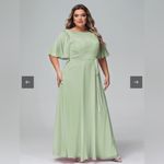 NWT Babaroni Yvette Bridesmaid Mother Bride Dusty Sage Green Flutter Maxi Dress Size 24 Photo 2
