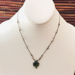 Silpada  Sterling Silver Necklace Green Glass & Sterling Beads  16.5" Photo 2