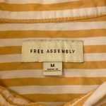 Free Assembly button down top Medium White Mustard Yellow Stripes long Photo 1