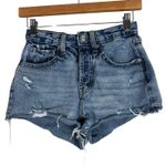 Wild Fable  Denim Shorts Womens 00 Medium Wash Distressed Super High Rise Cutoff Photo 0