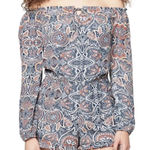 Aeropostale  Women's Boho‎ Paisley Printed Romper Jumpsuit Size S Long Sleeve Photo 0