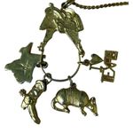 Unique Vintage Rare Vintage Texicana Pride Charm Necklace Western Southern Long Gold Chain Photo 4
