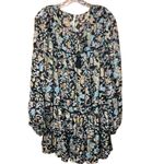 Free People  swinging boho mini black floral long sleeve sheer dress Large Photo 1