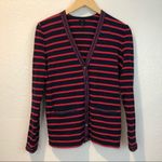 J.Crew Blue & Pink Metallic Striped Cardigan Photo 1