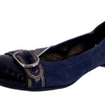 AGL Navy Suede and Mock Croc Cap Toe Flats 36.5 Blue Size 6.5 Photo 0