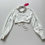 Beginning Boutique  Long Sleeve Crop Blouse with Open Back in White Photo 0
