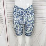 Aerie Offline Floral Crossover High Waist Bike Shorts Blue Small 7 Inch Photo 2