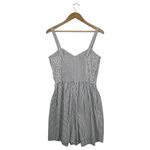 New Trashy Diva Romper Womens 8 Blue White Seersucker Pin Up Striped Retro 70s Photo 1