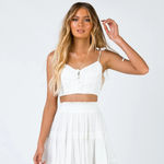Princess Polly Sadie White Button Front Tie Shoulder Crop Top 10 Photo 1