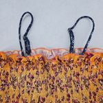 Yellow Floral Crop Smock Boho Tube Ruffle Y2K Bikini Bralette Swim Top M Medium Photo 2