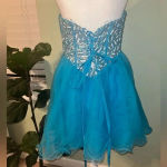 NWT Narianna Corset Back Strapless Blue Tulle Babydoll Dress M Green Size M Photo 8