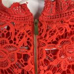 Nanette Lepore  Size M Blouse Coral Floral Lace Mock Neck Sleeveless Exposed Zip Photo 6