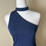 BAILEY 44 One Shoulder Neck Detail Navy Sheath Dress Size Medium Knit Photo 2