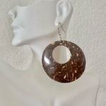 Coconut Shell large circle Earrings Brown Photo 1