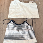 ZARA  White and Navy Striped Crop Tops Photo 0