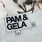 Pam & Gela Fineline Floral Track Sheath Shirt Dress Ivory Black Medium Mini Photo 10