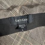 Karen Kane  Bias Cut Glen Plaid Skirt Tan Brown size Large Elastic Waist Pull On Photo 9