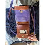 Vintage 80s Carina Intl Inc Waterproof Leather Purple Tan Golf Bag Backpack Nove Photo 6
