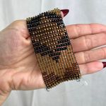 Boutique Southwestern Beaded Stretchy Cuff Bracelet Black Copper Gold Brown Seed Beads Photo 13