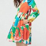 J.Crew S Popover Ratti Jardin Floral Rainbow Mini Dress Ruffle Tired Pockets Photo 1