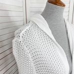 Belldini Crochet Pointelle Striped Duster Cardigan Sweater White Black Medium Photo 4