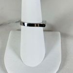 Silver Black Flat Top Stone Inset Ring Sz 6.75 Photo 2