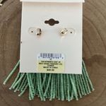ON 34th, Emerald Green and Gold Heart Tassel Seed Bead Earrings Photo 2