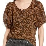 Madewell NWOT Painted Leopard Balloon Sleeve Button-Up Top size small (b3) Photo 1