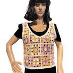 Crochet Knit Cropped Tank Boho Hippie Granny Squares Rebellion Again size XS Purple Photo 0