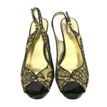 Mootsies Tootsies Womens Shoes Pumps Slingback Peep Toe Lace Print Gold 9.5 Photo 1