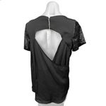 BCBGeneration NEW Black Velvet Sleeve Cutout Back Boat Neck Blouse Top Size M Photo 1