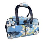 Roxy Vintage  Blue White Floral Print Leather Rolling Duffle Bag Photo 1