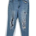 Wild Fable  Distressed Hi Rise Mom Jeans Blue Denim Medium Wash Size 12 destroyed Photo 0
