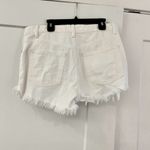 ZARA White distressed high waisted denim jean shorts - ripped, frayed hem Photo 9
