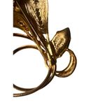 Mid Century Western Germany Gold Tone Filigree Green Jade Floral Brooch Women’s Photo 6