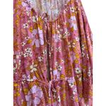 HYFVE  Floral Print Romper‎ Women's Medium Pink Yellow White V Neck Tie Ruffle Photo 2