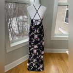 EXPRESS  Dark Purple Floral Polka Dot Print Tie Back Backless Maxi Dress Size XS Photo 5