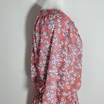 C&E Coral Pink Floral Mini Dress Size Medium Floral Blouson Dress Wedding Guest Photo 5