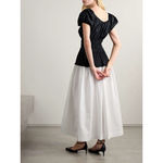 Doen Enya Pleated Organic Cotton Maxi Dress M Two Tone Ruched Romantic Feminine Black Size M Photo 1