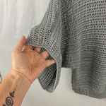INC International Concepts Gray Crochet Winged Sweater Size Petite Medium Photo 3