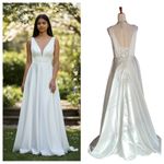 NWOT Plunging Neckline with corset back and pockets wedding dress White Size 12 Photo 1