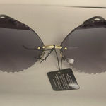 Womens Sunglasses Large Round Butterfly Double Metal Frame BlackMirror Retro 90s Gold Photo 0