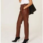 ANINE BING  Brown Faux Leather Pants MEDIUM Tapered Trouser Office Designer $349 Photo 1