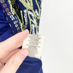 Free People  Womens Coquette‎ Summer Boho Owl Beaded Sequin Cami Top Size L Blue Photo 5