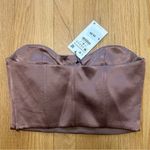 ZARA NWT Satin Bandeau Mauve Strapless Crop Top Size Medium Photo 7
