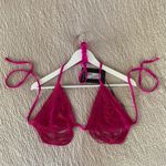Pretty Little Thing NWT  Hot Pink Draped Tassel Triangle Bikini Top Photo 4
