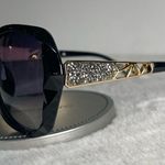Black & Gold Oversized Square Sunglasses Polarized Tinted w Crystal Frames Nwt Photo 9